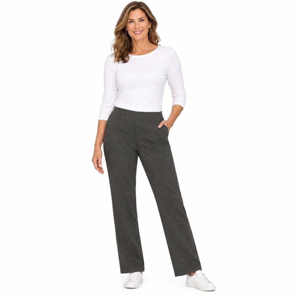 J. Jill Ponte Slim Leg Pants Women Small Petite Gray Elastic Waist Pockets